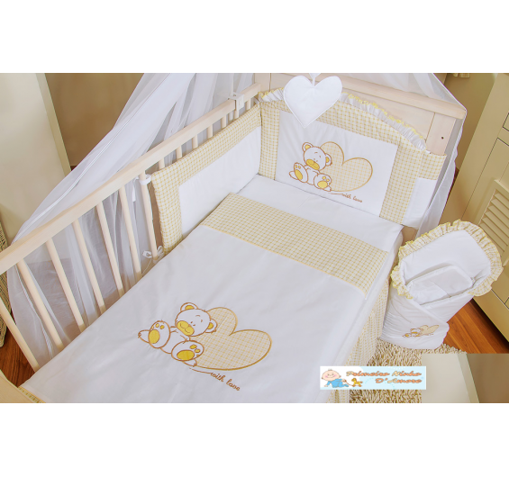 Conjunto de cama bebé  3 elementos Urso Coração 2